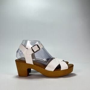 DREAM PARIS White Slingback Open Toe Block Heels Platform Sandals Women's Size 7